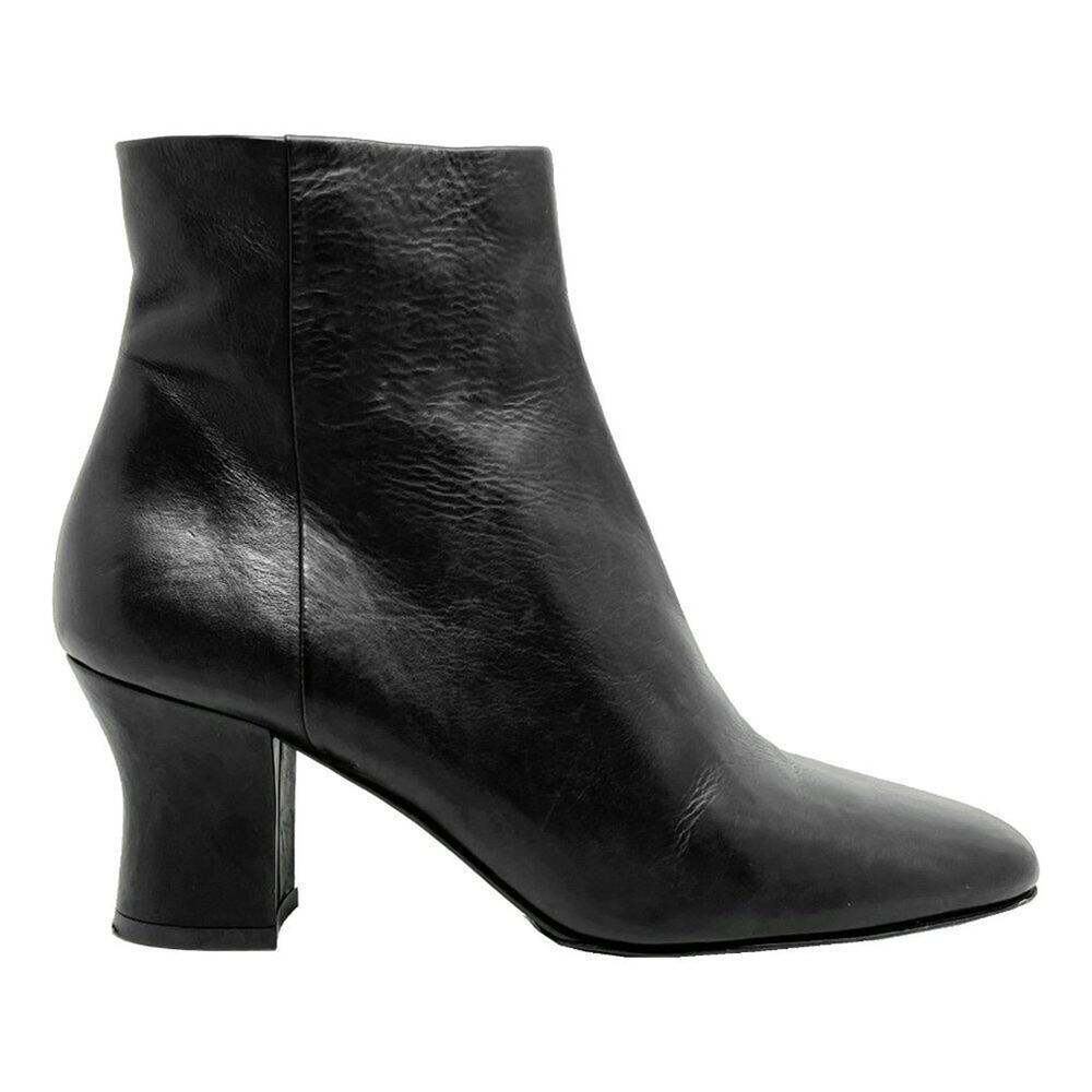 The Row Bowin black leather ankle‎ boots square toe block heel size 38 - Picture 3 of 9